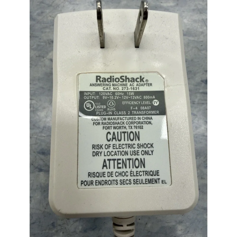 RadioShack AC Adapter Power Supply Answering Machine 120VAC 60Hz 15W